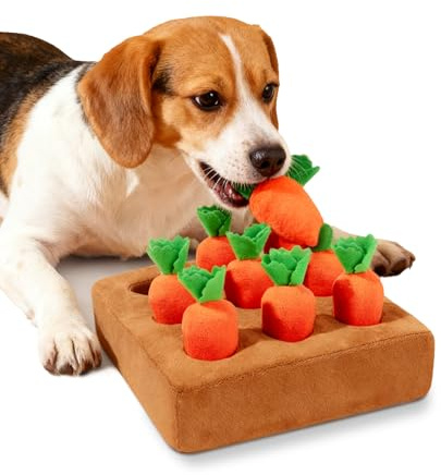 Donvuka 2026 Upgrade Schnüffelteppich Hund, Karotten Puzzle Schnüffelspiele Hund, Schnüffelteppich mit 9 Stück Karotte,intelligenzspiel für Kleine & Große Hunde