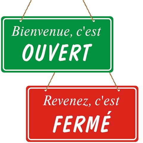 Acuxiaza Panneau Ouvert Fermé en PVC, 30x15cm, Réversible Double Face | Panneau de Porte Ouvert Fermé pour Magasins, Entreprises, Restaurants, Clubs, Rouge et Vert