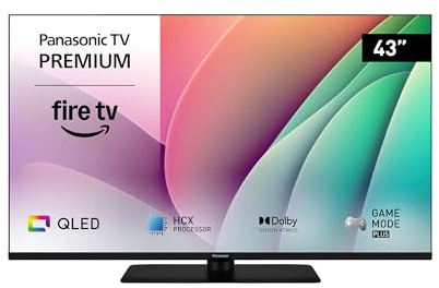 Panasonic Premium TV-43W80AEZC, 43 Pouces 4K Ultra HD QLED Smart TV Fire TV | Dolby Vision & Atmos, Game Mode Plus, Controle Vocal Alexa, Airplay, Téléviseur Intelligent, Série W80