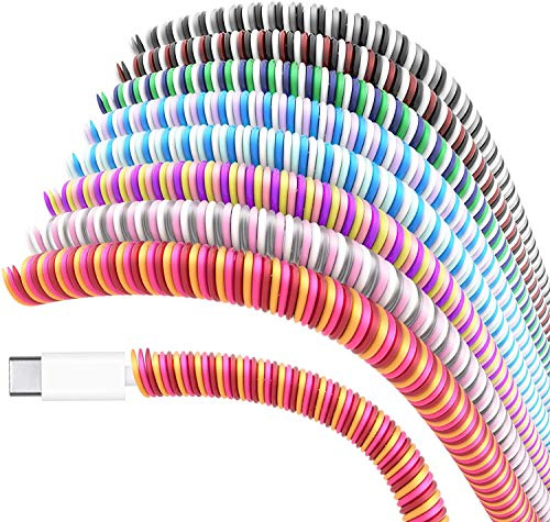 ladekabel Schoner Wire Protektoren/Kabel Sleeves für Ladegerät, Kopfhörer, Datenkabel, 50 cm Bunte universelle Spirale Zugentlastung Schnur Saver