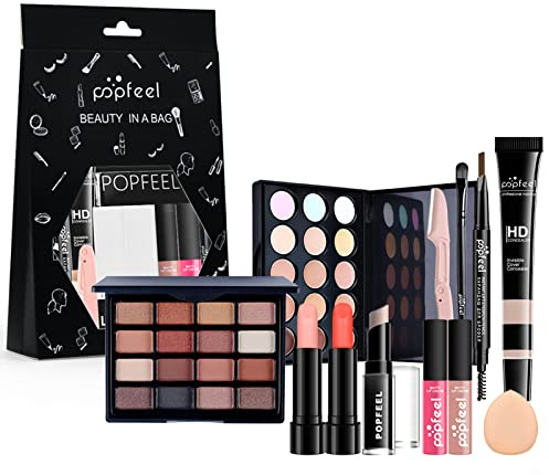 Set di Trucchi, FantasyDay Kit di Bellezza Cosmetici Kit per Occhi, Viso e Labbra - Natale Regalo Xmas Makeup Gift Set con Correttore, Rossetti, Lucidalabbra, Palette Ombretti, Mascara, Trousse, Fard