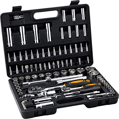 Hi-Q Tools Steckschlüsselsatz 94-teilig – Zoll – Chrom-Vanadiumsatz schwarz