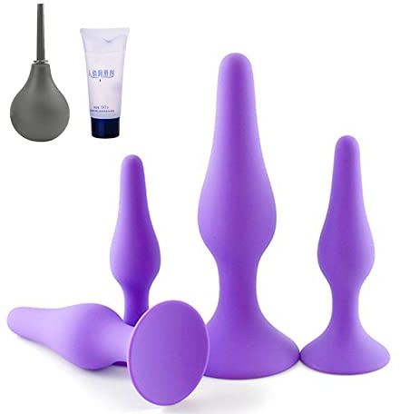 Sexy Toys 4-teiliges Analplug-Set aus medizinischem Silikon, sinnliche Sex-Puppen (lila)