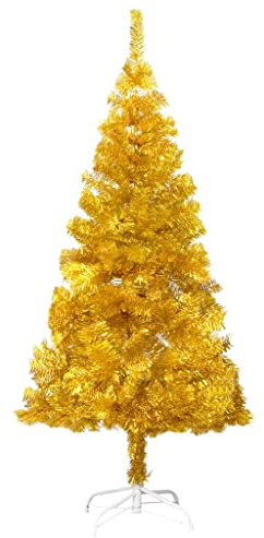 vidaXL Künstlicher Weihnachtsbaum mit Ständer Christbaum Tannenbaum Dekobaum Kunstbaum Weihnachten Dekoration Weihnachtsdeko Golden 180cm PET