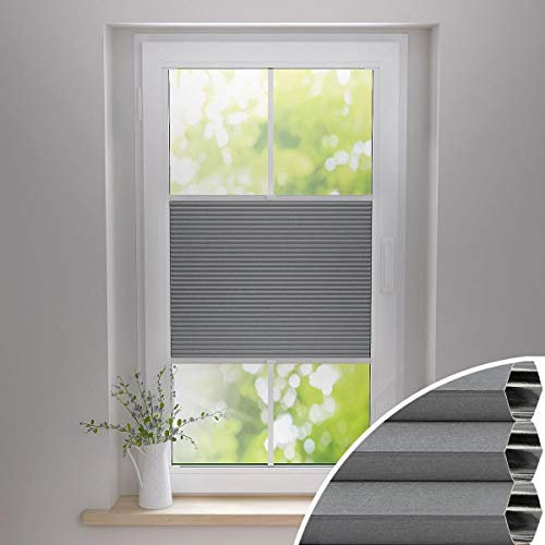 Gardinen21 Thermo Wabenplissee ohne Bohren | Waben-Plissee Klemmfix | Plissee 80x130 für Türen & Fenster | Sonnenschutz, Sichtschutz, Schallschutz, 100% Verdunkelung