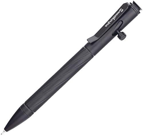 SMOOTHERPRO Aluminium Bolt Action Pen | Kugelschreiber | Robuster Edelstahlclip | Kompatibel mit Pentel-Mine | für Büro Schule Business EDC Unterschrift (PTC050) | Farbe Schwarz
