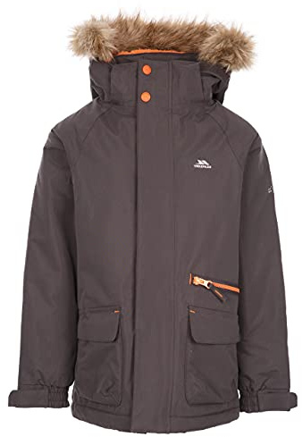 Trespass Boys Padded Waterproof Jacket Detachable Hood Parka Style Raincoat Windproof Hooded School Coat Upbeat