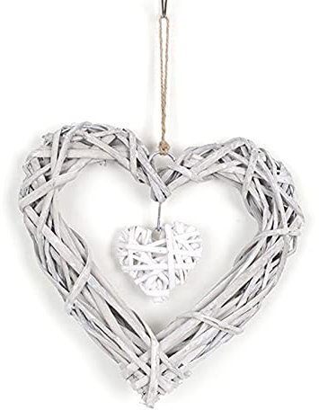 GEQIAN Couronne en osier en forme de cœur - Décoration à suspendre pour la maison