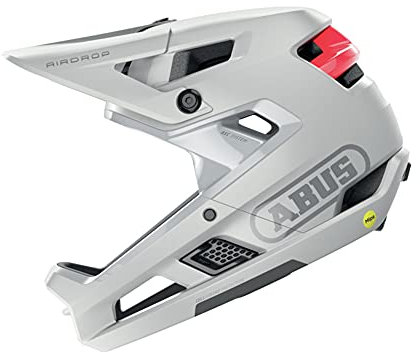 ABUS Fullface-Helm AirDrop MIPS - MTB: Downhill, Freeride und Enduro - Mountainbike-Helm mit optimierter Belüftung und Ambient Sound Channel - für Erwachsene, Weiß, Größe L/XL