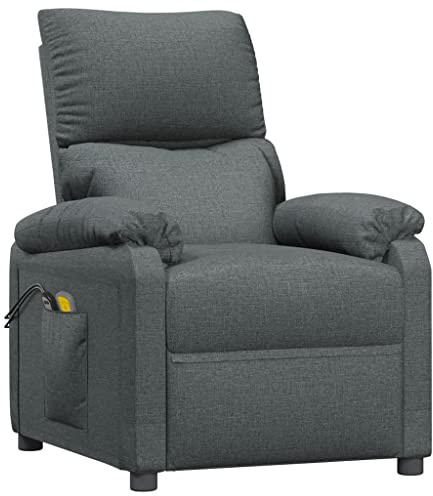 vidaXL Massagesessel, Sessel Verstellbar Elektrisch, Relaxsessel mit Liegefunktion Vibrationsfunktion, Fernsehsessel Liegesessel, Dunkelgrau Stoff