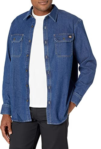 Dickies Flex Denim Langarmshirt Camisa Abotonada Hombre (Pack de 1)