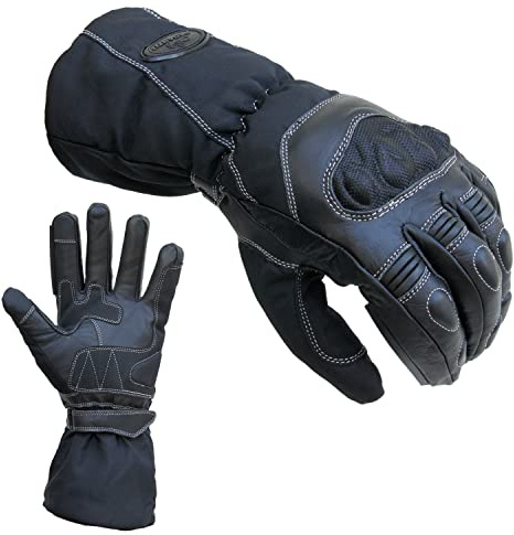 PROANTI Regen Motorradhandschuhe Winter Motorrad Handschuhe mit Langer Stulpe Visierwischer Touchscreen-Funktion