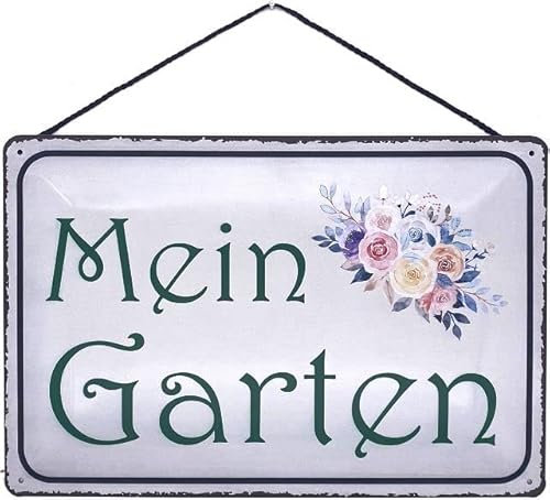 Cartel de chapa con cordón, 30 x 20 cm, cartel de jardín: Mein Garten - Blechemma