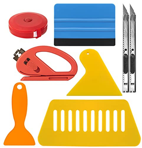 Art3d Versatile Tool Kit for Wallpaper & Vinyl Backsplash Installation, Car Vinyl Wrap Squeegee Smoothing Tools, Window Tint Application Kit with Trimming Tool, Felt Squeegee, Hard Scraper