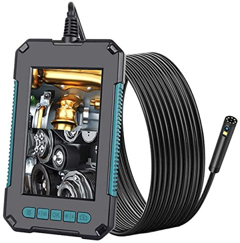 XDLYWUZIQ Endoskop,dual-kameras Endoskop,1080p Hd Industrielles Endoskopkamera Mit 4,3 Zoll IPS Bildschirm, Ip67 wasserdichte Inspektionskamera Schlangenkamera Mit 8+1 Einstellbare Led-leuchten,10m