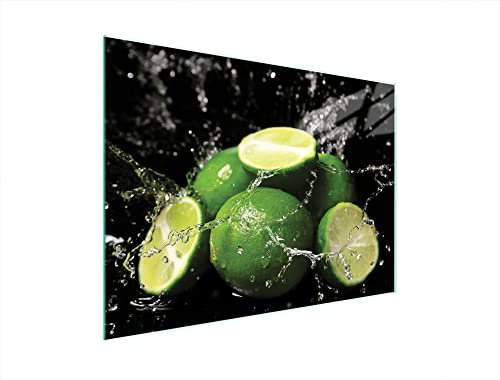 DarHaus Herdabdeckplatte 40x30 cm Einteilig Glas Elektroherd Induktion Herdschutz Spritzschutz Glasplatte Deko Schneidebrett, Limette Grün