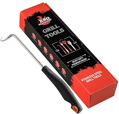 BBQ Moments Pigtail Food Flipper, Stainless Steel Meat Hook Flipper - Barbecue Tool Steak Flipper Hook