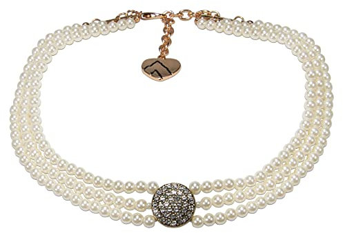 Alpenflüstern Trachten-Perlenkropfkette Strass Rondo - nostalgische Trachtenkette, eleganter Damen-Trachtenschmuck, Dirndlkette (klar) DHK328