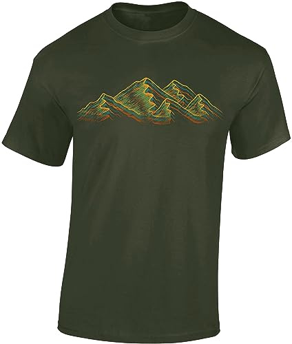 Baddery Wander T-Shirt Herren - „Alpen“ | Shirt für Wanderer & Bergsteiger mit Berg-Motiv