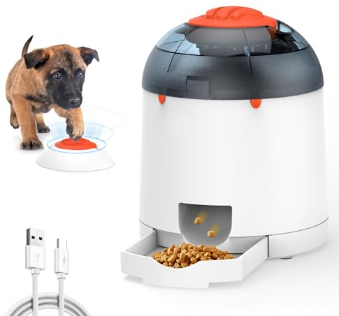 Potaroma Dog Puzzle Feeder Toy, Interactive IQ Training, Electronic Treat Dispenser, Automatic Rechargeable with Remote for Food Dispensing, All Breeds, 280ml Capacity