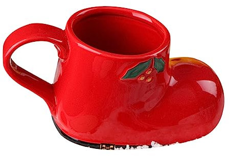 NOLITOY Weihnachtsstiefel Kaffeetasse Keramik 450 Ml Griff Komfort Dekorative Weihnachtstasse Geschenk