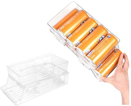 Schevem Dosenorganizer Kühlschrank,Getränkeregal für Küchen, Organizer 2 Tier Foldable Dosenhalter für Getränke Bier Sprudel Soda,Rollender Dosenspender für250ml/330ml (L) BPA Frei