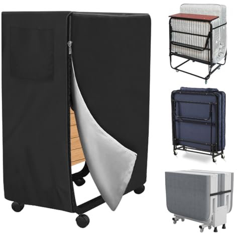 Klappbettdecke Aufbewahrungstasche Schwarz, 99 * 38 * 114cm Klappbettdecke Abdeckung, Wasserdicht Klappbett Staubdichte Abdeckung, Staubschutzhülle für Gästebetten, Klappbett-Aufbewahrungshülle