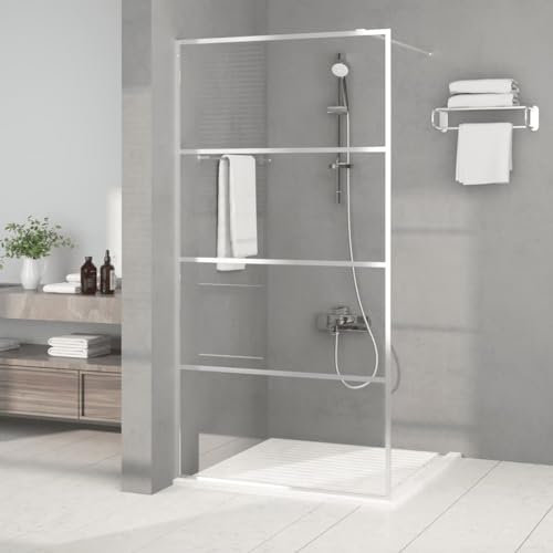 Rantry Parete doccia walk-in argento 100 x 195 cm in vetro trasparente ESG, per vasca da bagno, pannello doccia divisorio, pareti divisorie per pareti e bordi