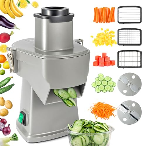 Cortador eléctrico de verduras 4 en 1 de grosor ajustable, para triturar cebollas, puede ser cortador de freír francés, procesador vegetal con múltiples cuchillas de acero inoxidable, 110 V