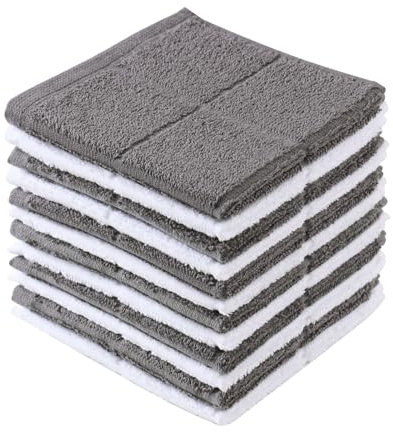 Glynniss Dishcloths Kitchen Highly Absorbent Dish Rags 100% Cotton Dish Cloths for Washing Dishes (Grey White)