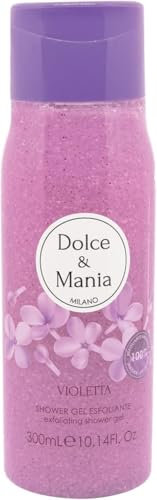 DOLCE & MANIA | Violetta Shower Gel Scrub, 300ml – Gel Doccia Esfoliante con Fragranza di Violetta, Idratante e Rimuove le Cellule Morte, Pelle Morbida e Profumata