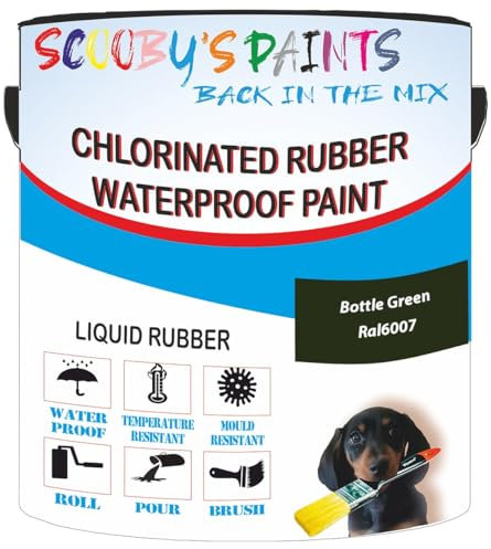 Scooby's Paints Chlorinated Rubber Waterproof Paint, Liquid Rubber (Bottle Green Ral6007, 0.5 Liters)