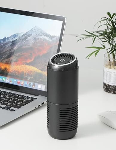 Car Air Purifier Portable Anion Purifier Mini Air Freshener for Vehicle with HEPA Filter Cleans Air, Eliminates Smoke Odor Dust Pollen,Travel Air Cleaner for Small Room Office Desktop Home (Grey)