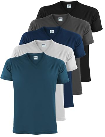 ALPIDEX Camiseta Hombre S-5XL Manga Corta Pack 5 Cuello Pico Algodón Basica | 175 g/m², Manga Corta, Corte Regular, OEKO-TEX, Transpirable, Lavable Máquina, Casual, Verano, Deporte, Trabajo, 100% Algodón