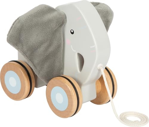 Small Foot trekolifant de Madera Con Orejas crujientes, Juguetes de tracción Con Ruedas de Goma, promueve la motricidad y el Aprendizaje a Caminar, Para niños a Partir de 1 año, 12624