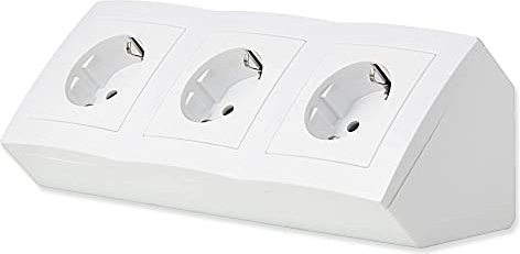 Steckdosenblock 3-Fach weiß für Küche und Büro - hochwertige Steckdose Steckdosenleiste Ecksteckdose Tischsteckdose Unterbausteckdose Aufbausteckdose