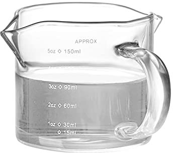predolo Verres Doseurs En Verre, Double Bec Verseur, Petits Verres à Lait, Pichets Doseurs pour Cocktails Au Lait, Clair 150ml, 150ml