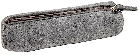 HONMEET Runde Filz Stiftetasche Stifteetui Aufbewahrungstasche Kosmetiktasche Schminktäschchen Hellgrau