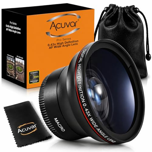 Acuvar MM 0.43x Professional HD Wide Angle Camera Lens with Macro Portion DSLR Cameras – Wide Angle, Macro, Photo, Video Lens (72MM)
