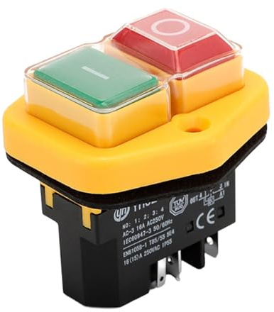 GIONAR Interruptor de encendido/apagado mezclador de cemento, interruptor de parada de arranque de 5 pines 220V-250V, compatible con Belle Minimix 150 de mayo de 2007+, alternativa a KJD17