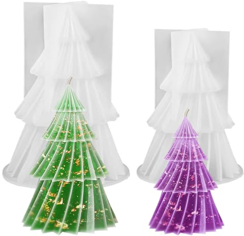 SPJUMHONG73 2 Stück Silikonformen Gießformen Tannenbaum Kerzenform Silikon Weihnachtsbaum 3D Silikon Weihnachten Kerzenform DIY Weihnachtsbaum Für Duftkerzen Ornamente Geschenke