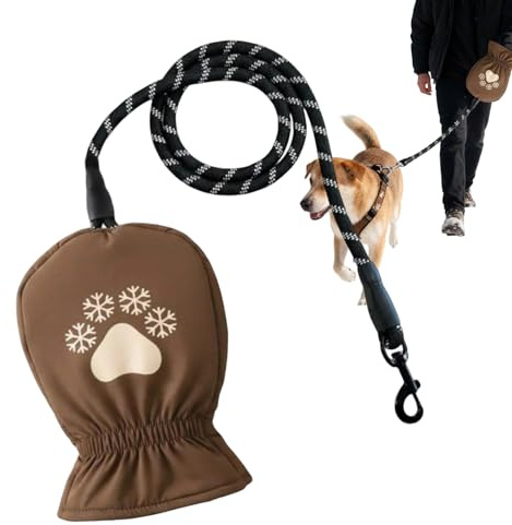 Guinzaglio per cani con guanti, scaldamani impermeabile con tracolla regolabile – Guinzaglio per cani | Per cani in inverno e all'aperto e stagione fredda