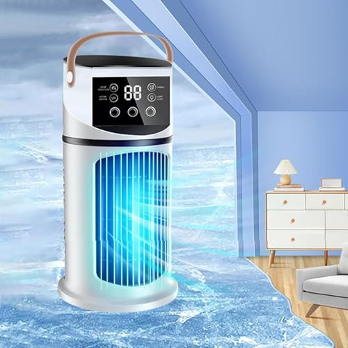 Aire Acondicionado Portatil, Climatizador Portatil, Ventilador Aire Frio, Humidificador De Agua Evaporativo, Ventilador Mesa 9 Velocidades, Para Cocina Oficina En Casa Habitación Interior