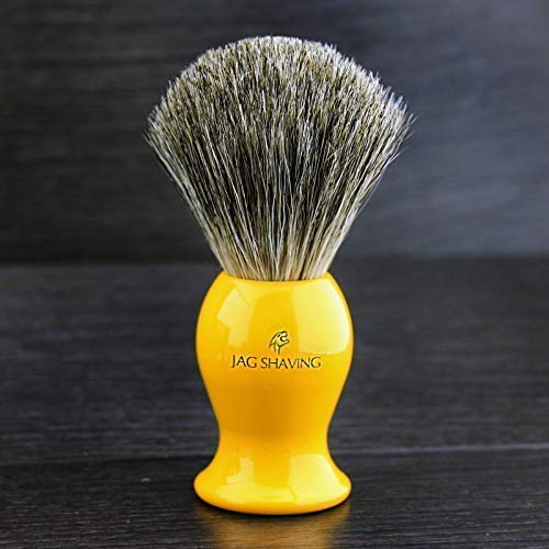 Super Dachshaar Rasierpinsel - Gelb Keramik Harz Handstück - 100% Dachshaar - Außergewöhnlich Komfort & Luxuriös Rasieren - Neu Collection von Jagshaving