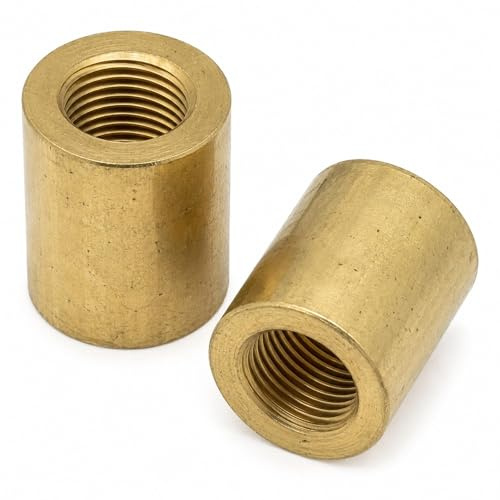 2x Messing Muffe M13x1 Innengewinde 20 x 20 mm Messing roh Verbindungsmuffe Gewindemuffe für M13x1 Feingewinde Gewinderohr Leuchtenbau