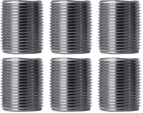 PIPE DECOR 1 x 1 Black Steel Plumbing Pipe, 6-Pack, Pre Cut Connector, Industrial Steel Grey Fits Standard One Inch Threaded Black Malleable Iron Fittings, Build Vintage DIY Furniture