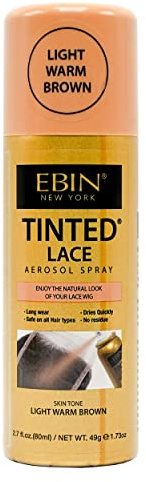 EBIN NEW YORK - Tinted Lace Spray Light Warm Brown Spray för spetsperuker - 80 ml naturlig hudtäckning ljusbrun varm äkta hårbotteneffekt