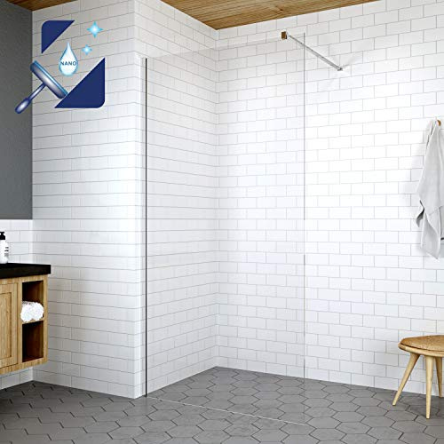 AQUABATOS® 100x200 cm Walk In Duschabtrennung Duschwand Glas 8 mm Walkin Duschtrennwand Dusche Glas Duschkabine Walk In Seitenwand Glasduschwand Echtglas ESG mit Lotuseffekt Nano Beschichtung