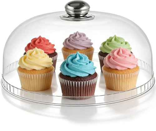 NUOBESTY Couvercle de dôme transparent pour gâteau, dessert, pâtisserie, présentation, service et protection (24,9 cm)