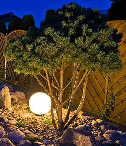 Trango Bola de jardín de 200 g, IP65, aspecto de granito, 20 cm, incluye 1 casquillo E27 y cable IP44 de aprox. 5 m, bola luminosa, lámpara para exteriores, bola exterior sin bombilla
